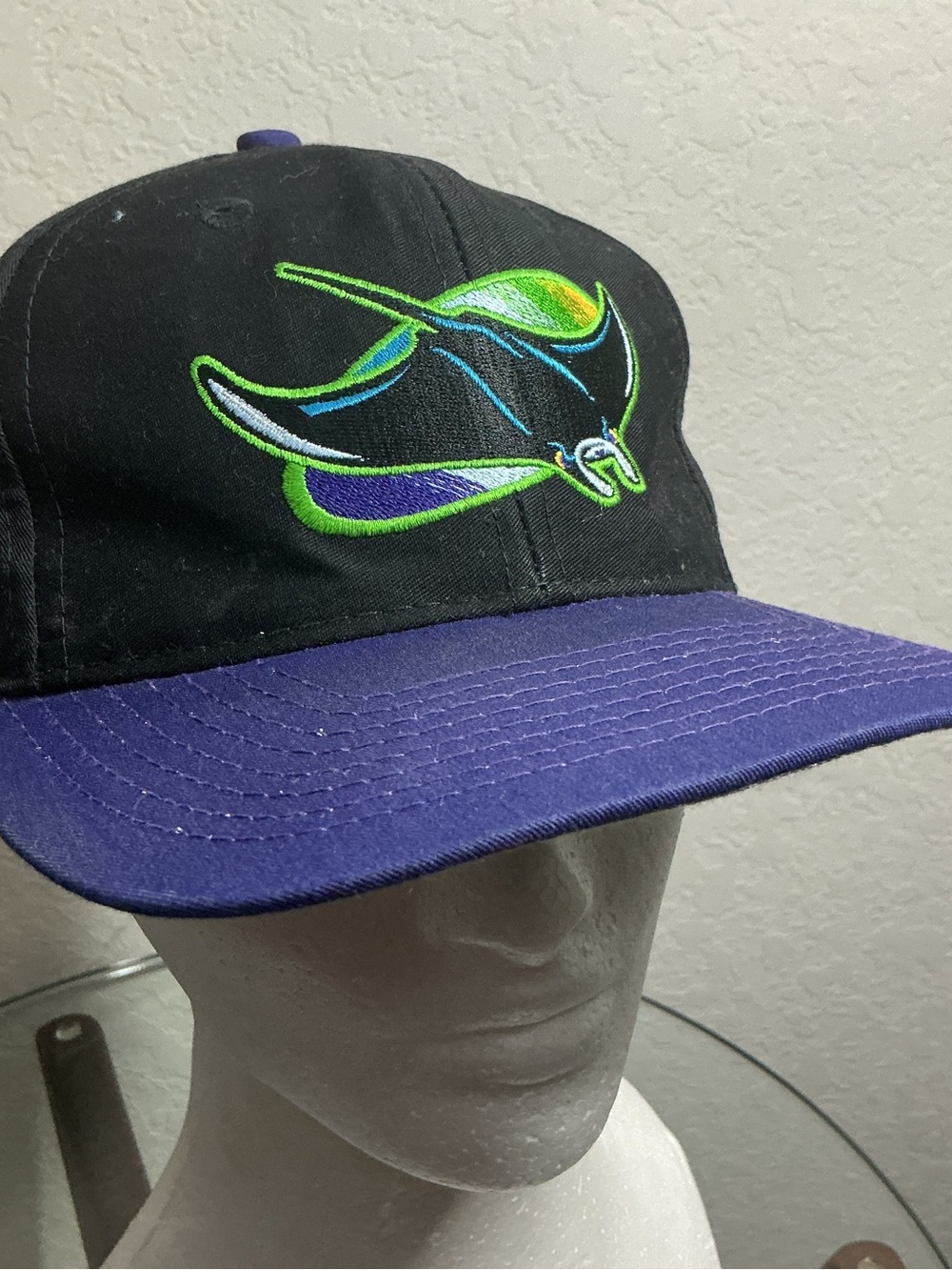 ⚾️Vintage 90s Tampa Bay Devil Rays Logo 7 Snapback Hat MLB Purple Brim